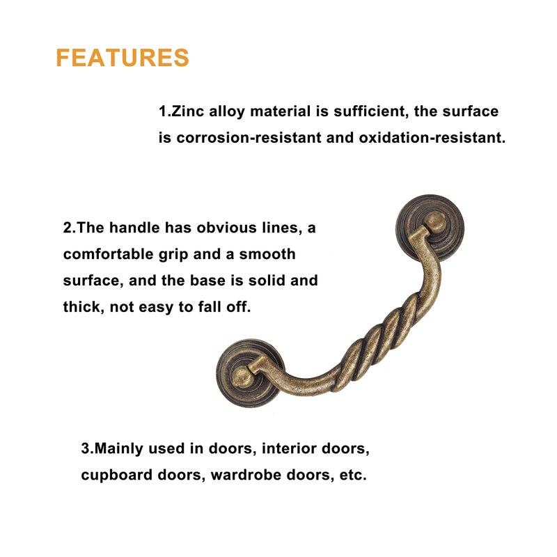 binifiMux 2-Pack 4.25" Vintage Cabinet Pulls Bronze Tone for Doors Cupboard Chest Drawer - Image 4